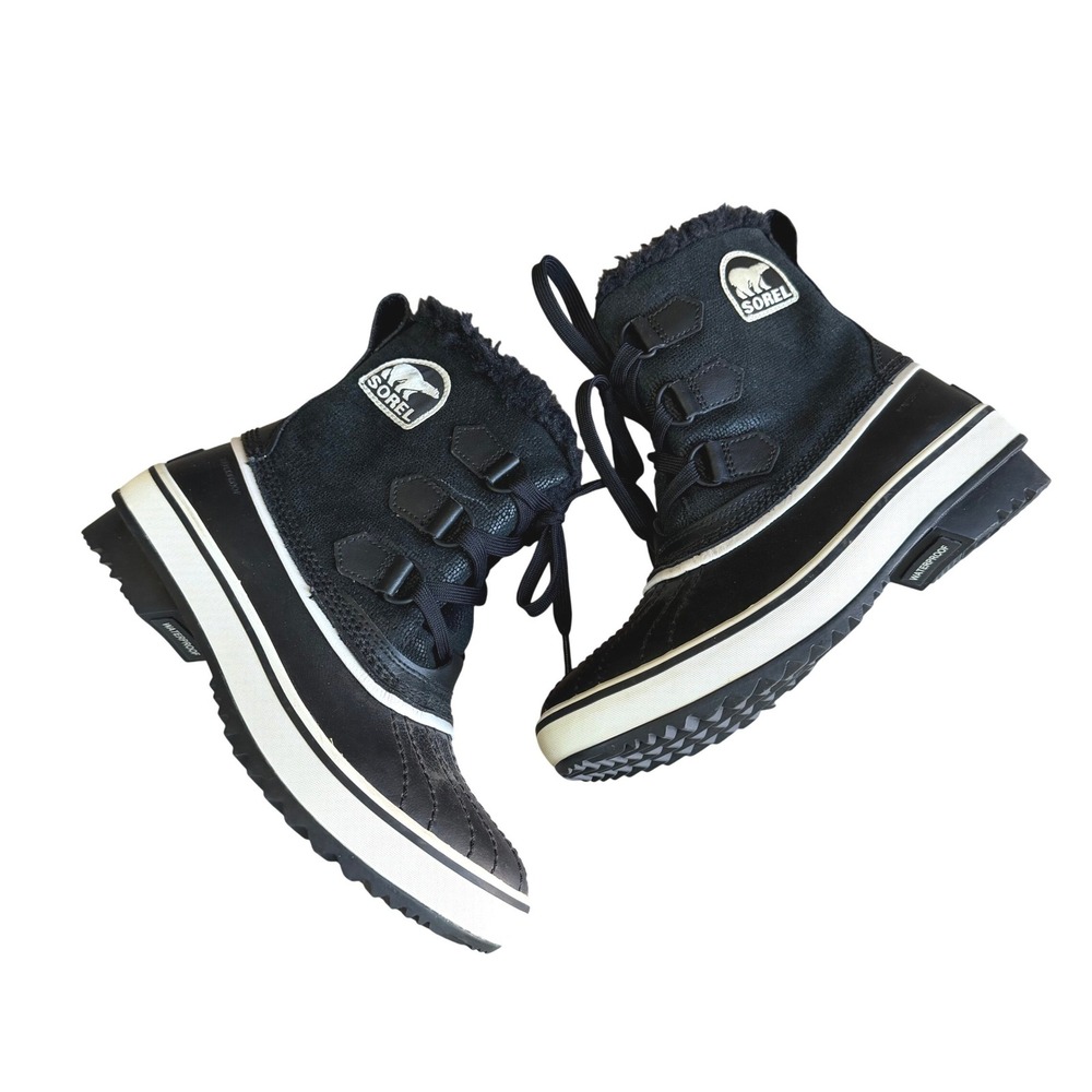 Sorel Winter Carnival Waterproof Snow Boots Black White Women's Size 5 Excellent
